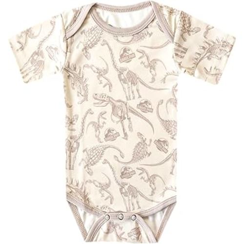 Copper Pearl Short Sleeve Bodysuit Baby: Ultra Soft Bodysuits for Newborns and Infants - Stylish, Comfortable, Overlap Shoulders, Premium Knit Fabric - Jurassic Park Fossils, 6-12 Months