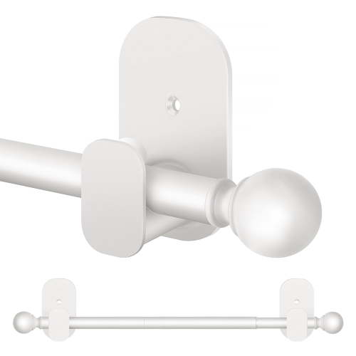 KAMANINA 5/8" No Drill Curtain Rod with Adhesive Brackets, 28 - 48", White