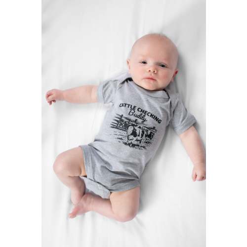 'Cattle Checking Buddy' Gray Onesie – American Farm Company