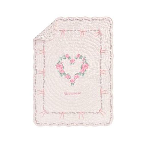 LoveShackFancy Heart Baby/Toddler Quilt, 36x50 , Pink Multi