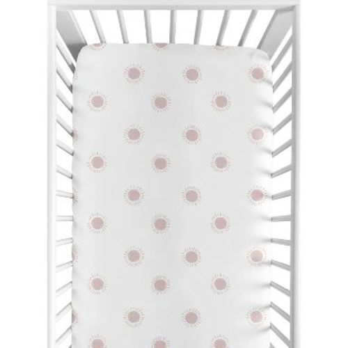 Sweet Jojo Designs Fitted Crib Sheet - Sun White and Pink