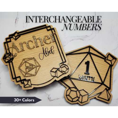 DnD Baby Milestone Cards Dragon Baby Shower Gift Nerdy Baby Gift Dragon Nursery Dice Set D20 Baby Photo Props Monthly Milestone Cards Set