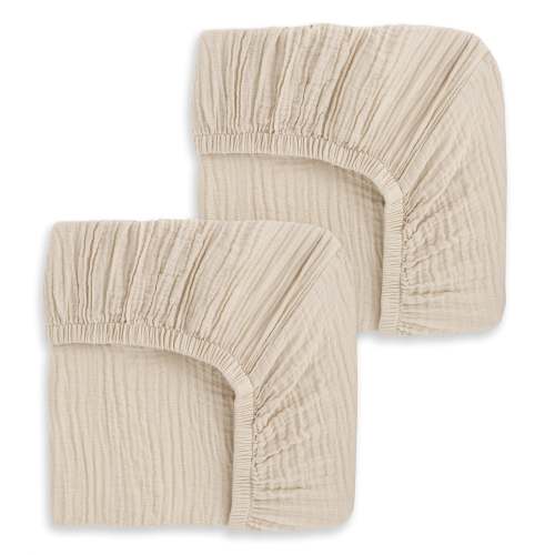 Organic Cotton Muslin Crib Sheets Oat | Breathable 2-Pack