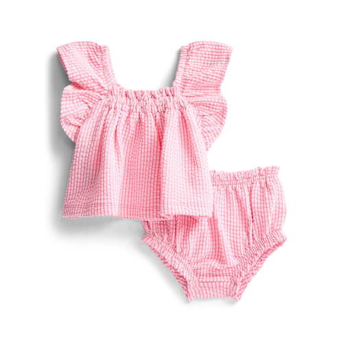 Wonder Nation Baby Girls Seersucker Romper & Bloomers with Flutter-Sleeve, 2-Piece Set, Sizes 0–24M