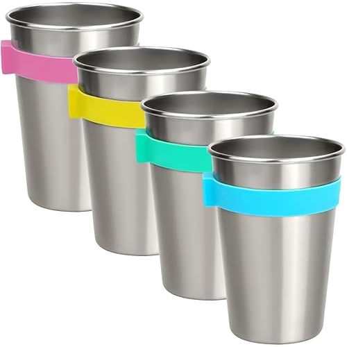 SOPHICO Magnetic Hanging Cups for Toddlers Kids and Adults, Hanging Cup on Fridge or Water Coolers, for Independent Drinkers (Mix-16oz, Stainless Steel)