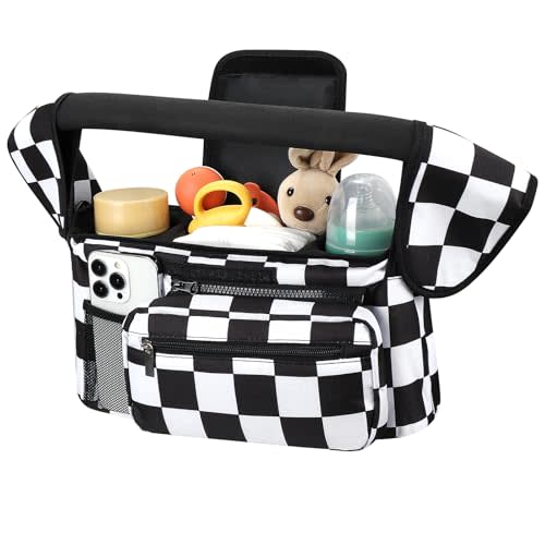Accmor Universal Stroller Organizer with Insulated Cup Holder Detachable Phone Bag and Shoulder Strap,Stroller Bag Caddy Organizer Fits for Uppababy, Baby Jogger, Britax Strollers