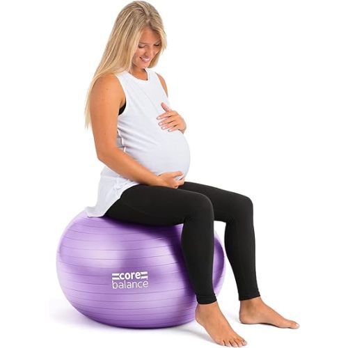 Core Balance Pregnancy Ball with Air Pump - Ideal for Prenatal Yoga, Pilates, and Maternity Exercises, Doubles as Office Chair, Stability and Balance Training, Physical Therapy Equipment (22-33")