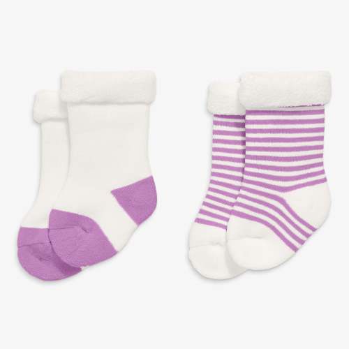 Clearance baby's first sock 2-pack in stripe - Lavender / Size 0-6