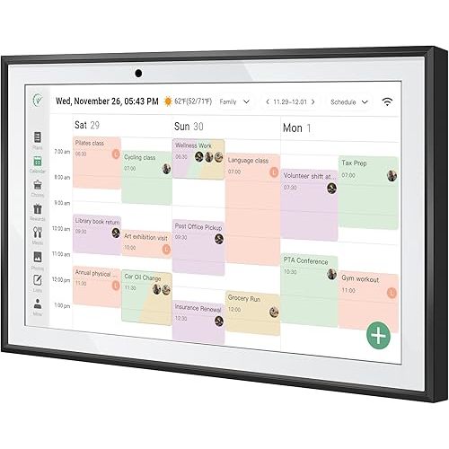 WiFi Digital Calendar Smart Family Planner,Chore Charts, Achievement Rewards, AI Meal Planning, Smart Touchscreen Interactive Display for Schedules and Cloud Photo Desk Bases, Gifts for Women Men, Gifts for Mom Dad, 10.1'' Black