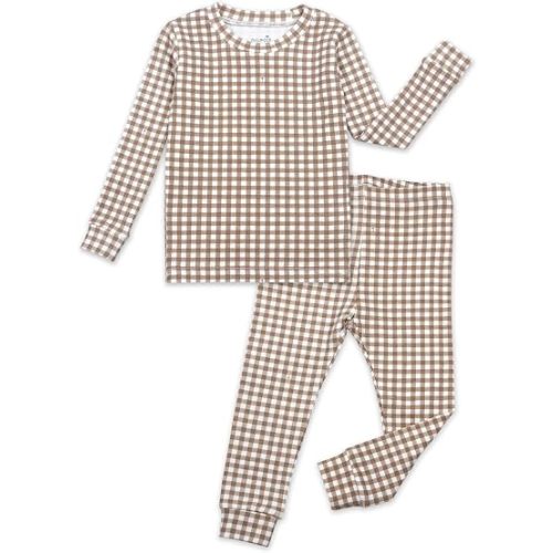 moimoln Cotton Modal Baby Toddler Pajamas Check Solid Leopard 6M-8Y (1/2 Pack)