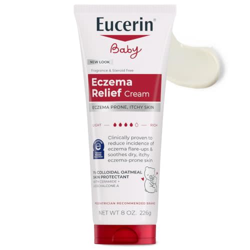 ​​Eucerin Baby Eczema Relief Body Cream with 1% Colloidal Oatmeal, 8 OZ​ | Baby Eczema Cream Enriched with Ceramide-3 and Licorice Root Extract, 24 Hour Hydration, Fragrance and Steroid Free