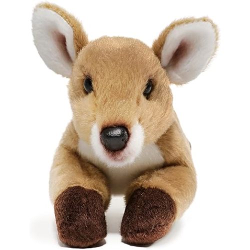 Bearington Lil' Ember Deer Stuffed Animal Plush for Baby - 9" Realistic Soft Faux Fur Deer Plushie with Sparkly Eyes - Cuddly and Lifelike Baby Fawn Toys Gift for Kids, Toddlers and Animal Lovers