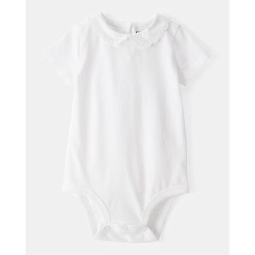 Baby Scalloped Collar Short-Sleeve Bodysuit - White - OshKosh B'gosh | Carter's