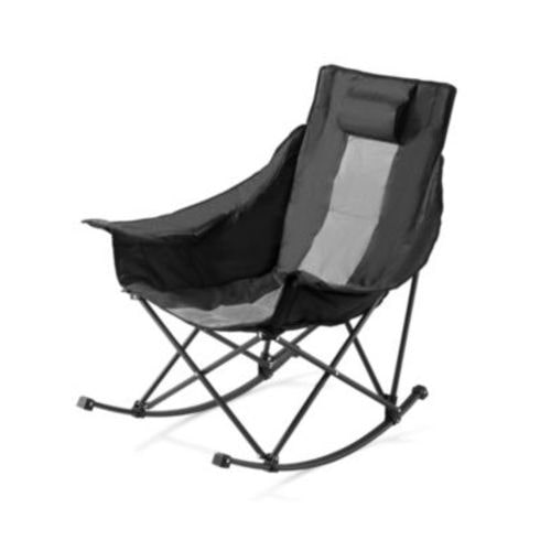 Rocking Camping Chair, Folding Padded Rocker with Cupholder & Pocket, 225 lb Capacity, Portable Outdoor Chair