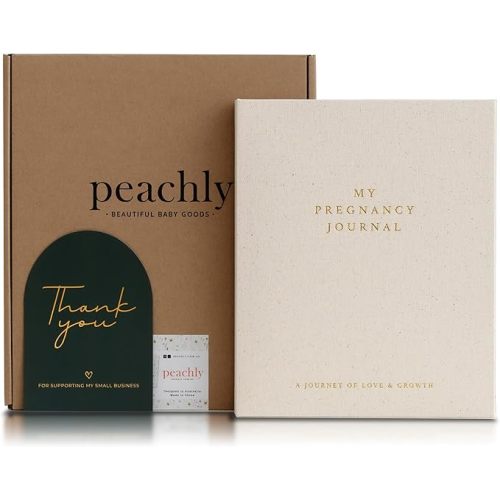 Peachly Pregnancy Journal - Linen Pregnancy Book to Capture Every Milestone - Pregnancy Must Haves - Baby Book Keepsake Pregnancy Journals For First Time Mothers and Experienced Mothers