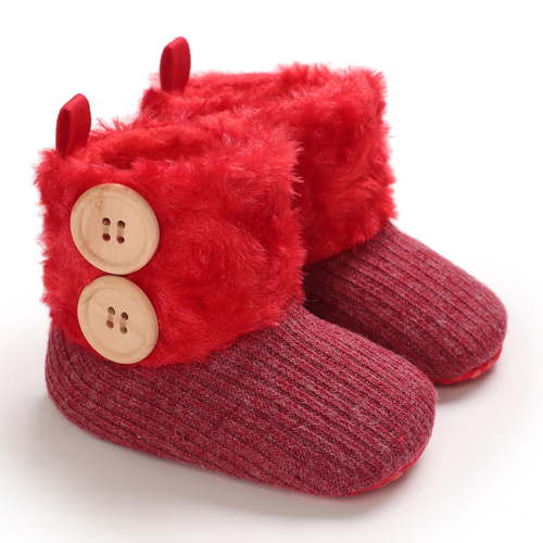 Wancir Newborn Baby Boy Girl Soft Fleece Booties Stay On Infant Slippers Socks Shoe Non Skid Gripper Toddler First Walkers Winter Ankle Crib Shoes
