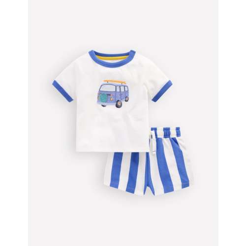 Logo Jersey Play Set-Blue Camper Van Stripe, 9-12m