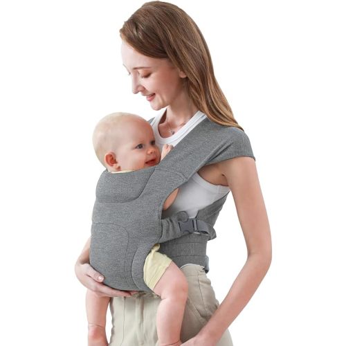Newborn Carrier, Cozy Baby Carrier, Ergonomic Cross-Back Wrap, Hands-Free with Supportive Comfort, Light Grey