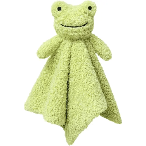 Baby Green Frog Soft Stuffed Animal Security Blanket, Plush Frog Character Lovey Blanket, Baby Shower/Nursery Gift, Newborn Infant Toddler Snuggle Blankie for Boys Girls, 14 Inches