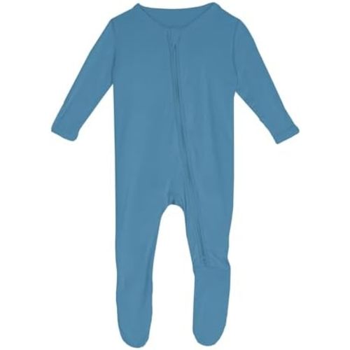 KicKee Year Round Solid Footies with Zipper, Super Soft One-Piece Jammies, Sleepwear for Babies and Kids