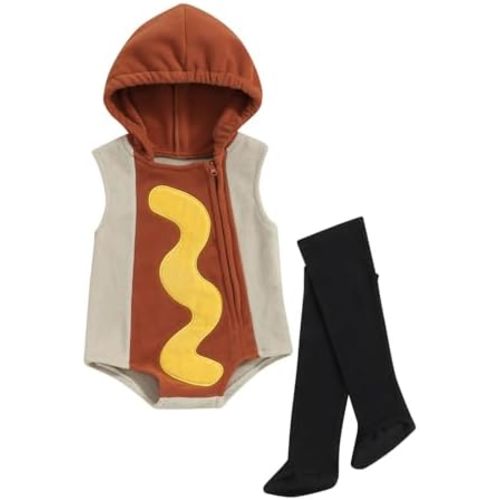 Madjtlqy Baby Halloween Costumes Toddler Girl Boy Outfits Clothes Hooded Romper Jumpsuit With Long Socks