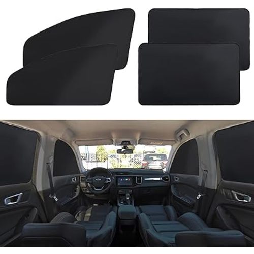XCBYT Car Window Shades - 4 Pcs Car Privacy Curtains - 100% Block Light Car Window Covers - Magnetic Side Window Sun Shade Keeps Cooler for Breastfeeding, Taking a nap, Changing Clothes, Camping