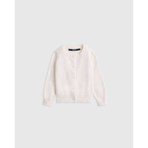 Cotton Crewneck Cardigan in Ivory