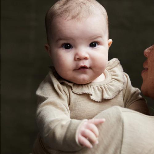 Wren Baby Body - Merino Wool & Silk - Sandstorm