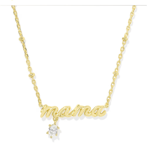 Mama Gold Crystal Short Pendant Necklace