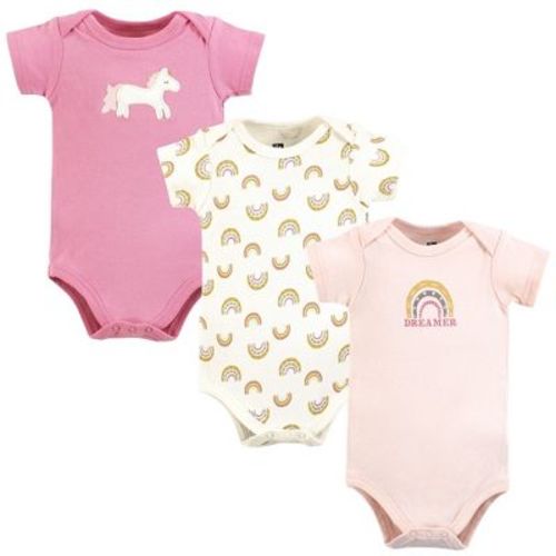 Hudson Baby Infant Girl Cotton Bodysuits, Dreamer Rainbow