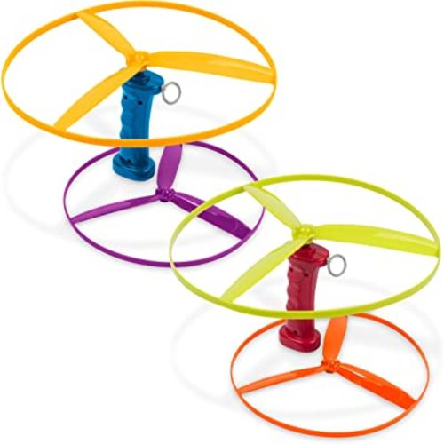 Battat - Flying Disc Launcher Toy Helicopter with 2 Launchers & 4 Discs - Screen-Free Outdoor Summer Toys for Active Play - No Batteries Required Kids Launch Game Set for Ages 3+ - Skyrocopter