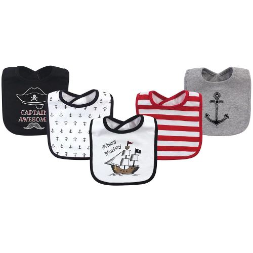 Hudson Baby Unisex Baby Cotton Bibs, Pirate Ship, One Size