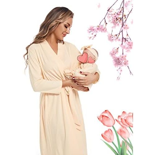 Maternity Robe with Matching Swaddle Blanket Set