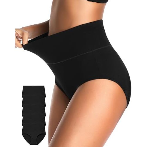 CULAYII Tummy Control Underwear for Women High Waisted Panties Full Coverage Cotton Postpartum Briefs Stretch Ladies Undies