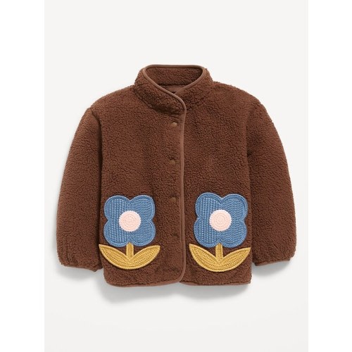 Sherpa Applique Pocket Jacket for Toddler Girls
