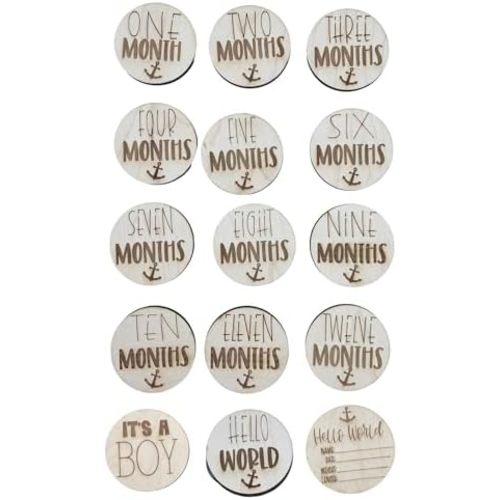 Wooden Monthly Milestone Cards – Set for Baby Photos – Newborn Milestone Discs – Engraved Wooden Baby Age Markers for Monthly Growth Photos – Perfect Baby Shower Gift