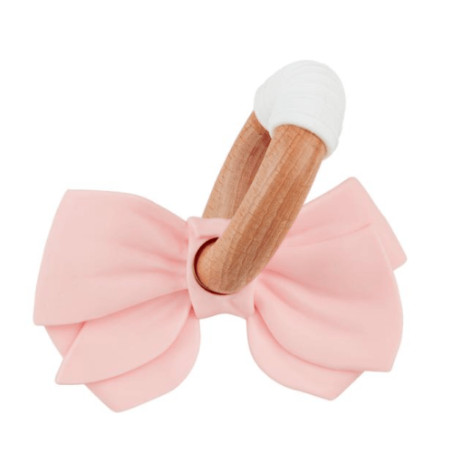 Pink Bow Silicone Ring Teether
