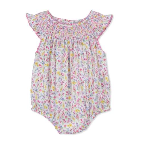 Pastel Gardens Floral Smocked Woven Bubble