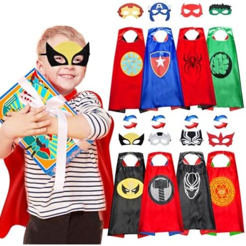 Roko Toys for 3-10 Year Old Boys, Superhero Capes for Kids Dress up Costumes Party Supplies Present Chistmas Gifts Stocking