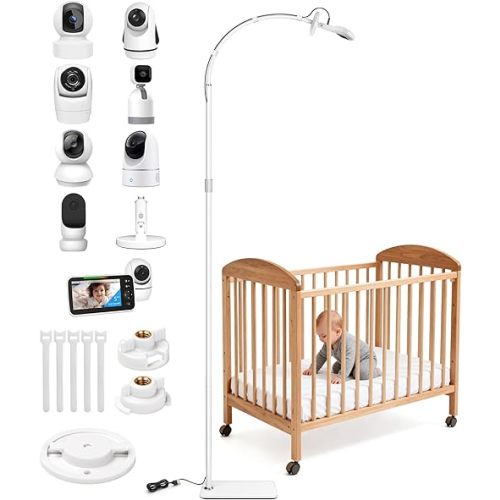 82" Adjustable Height Baby Monitor Floor Stand with Flexible Gooseneck - No Drill & Tool-Free,Sturdy Base,Fits Nanit Pro & Flex,HelloBaby,Kasa,Tapo & Most Baby Monitor Cams (Camera Not Included)