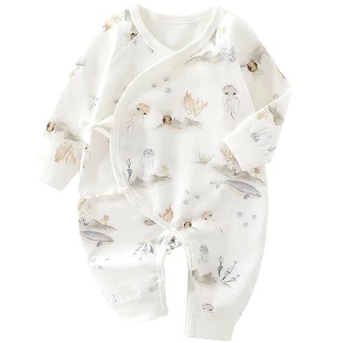 Baby Girl Boy Romper Side Snap Kimono Japanese Cotton Newborn Outfit Newborn-6M
