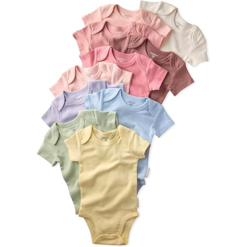 Baby Avery 10-pack Short Sleeve Bodysuits​ 100% Organic Cotton for Baby Boys​ & Girls