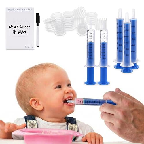 Mess-Free Liquid Medicine Dispenser System for Kids & Pets - Oral Syringe with Bottle Adapter - No Spills, No Waste - With Medication Reminder Log and Marker | Zentious