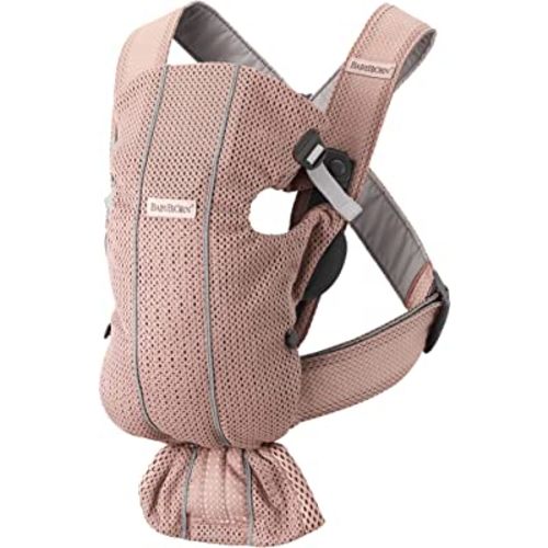 BabyBjörn Baby Carrier Mini, 3D Mesh, Dusty Pink | Newborn Carrier (7-25 lbs), Ergonomic, Easy-to-Use