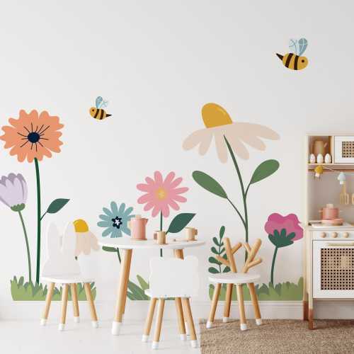 Big Flowers Wall Decals ~ Colorful Kids Playroom Decor ~ Flower Kids Wall Decals ~ Nursery Flower Wall Decal ~ Unique Gift For Girls