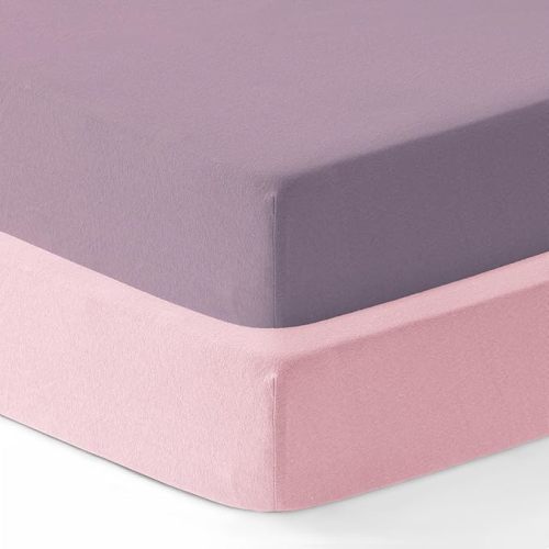 Dreamology Cotton Crib Sheets Fitted,2 Pack,Standard Crib Sheet, Soft & Breathable,100% Jersey Cotton Crib Sheet Girls, Boys, Toddler Bed Sheets, 52x28 Crib Mattress Sheet | Purple,Pink