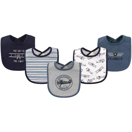 Hudson Baby Unisex Baby Cotton Bibs, Aviation, One Size