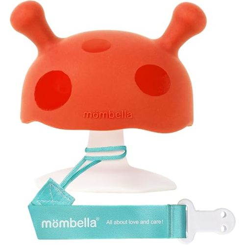 Baby Teething Toys for 3-12 Months+,Silicone Mombella Baby Teether,Soft & Easy to Grasp for Teething Relief,Safe & Comfortable Teether Toys for Sucking Needs,BPA Free (Orange)
