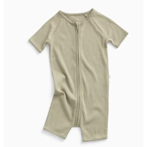 Ribbed Zip Summer Sleepsuit Ribbed Sage / 0 - 3 M