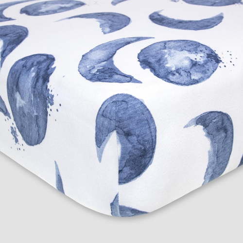 Burt's Bees Baby 100% Organic Cotton Solid Fitted Unisex Crib Sheets, Hello Moon!, 1-Pack
